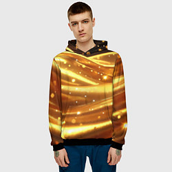 Толстовка-худи мужская Золотая ткань с блестками, цвет: 3D-черный — фото 2