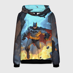 Толстовка-худи мужская Бэтмен в прыжке, цвет: 3D-черный