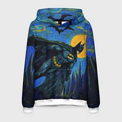 Толстовка-худи мужская Бэтмен в стиле Ван-Гога, цвет: 3D-белый