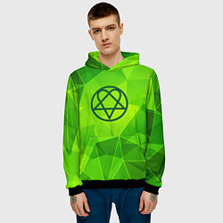 Толстовка-худи мужская HIM green poly, цвет: 3D-черный — фото 2