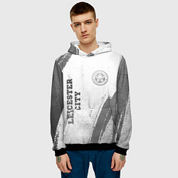 Толстовка-худи мужская Leicester City - white gradient вертикально, цвет: 3D-черный — фото 2