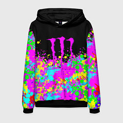 Толстовка-худи мужская Monster energy краски неоновые, цвет: 3D-черный