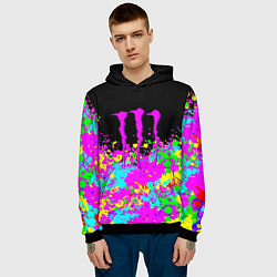 Толстовка-худи мужская Monster energy краски неоновые, цвет: 3D-черный — фото 2