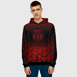 Толстовка-худи мужская Sporting red poly, цвет: 3D-черный — фото 2