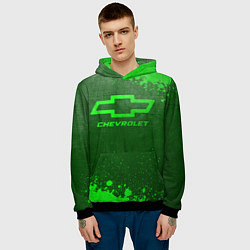 Толстовка-худи мужская Chevrolet - green gradient, цвет: 3D-черный — фото 2