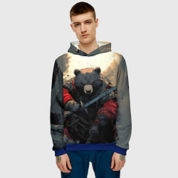 Толстовка-худи мужская Медведь самурай, цвет: 3D-синий — фото 2