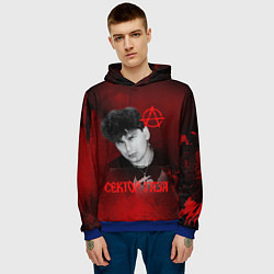 Толстовка-худи мужская Сектор газа красный фон, цвет: 3D-синий — фото 2