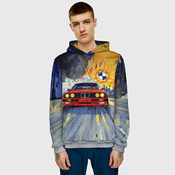 Толстовка-худи мужская Красная BMW на скорости, цвет: 3D-меланж — фото 2