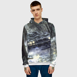 Толстовка-худи мужская БМВ брызги из под колес, цвет: 3D-белый — фото 2