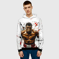 Толстовка-худи мужская Мухаммед Али на белом, цвет: 3D-черный — фото 2