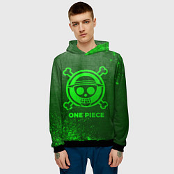 Толстовка-худи мужская One Piece - green gradient, цвет: 3D-черный — фото 2