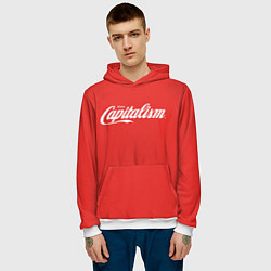 Толстовка-худи мужская Наслаждайтесь капитализмом, цвет: 3D-белый — фото 2