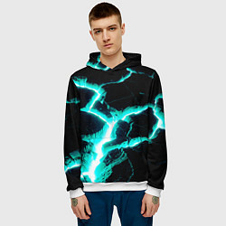 Толстовка-худи мужская Color light blue black, цвет: 3D-белый — фото 2