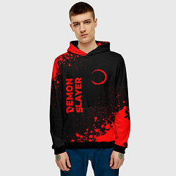 Толстовка-худи мужская Demon Slayer - red gradient вертикально, цвет: 3D-черный — фото 2