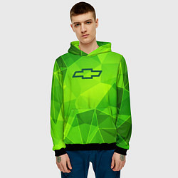 Толстовка-худи мужская Chevrolet green poly, цвет: 3D-черный — фото 2