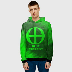 Толстовка-худи мужская Blue Exorcist - green gradient, цвет: 3D-черный — фото 2