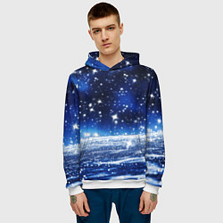 Толстовка-худи мужская Космический синий абстрактный фон - текстура, цвет: 3D-белый — фото 2