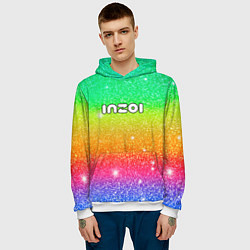 Толстовка-худи мужская Inzoi блестящий радужный фон, цвет: 3D-белый — фото 2