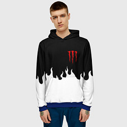 Толстовка-худи мужская Monster energy red logo, цвет: 3D-синий — фото 2