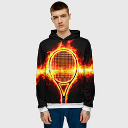 Толстовка-худи мужская Теннисная ракетка в огне, цвет: 3D-белый — фото 2