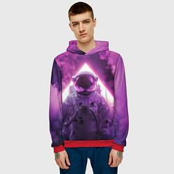 Толстовка-худи мужская Космонавт и фиолетовый космос, цвет: 3D-красный — фото 2