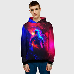 Толстовка-худи мужская Космонавт в пламени, цвет: 3D-черный — фото 2