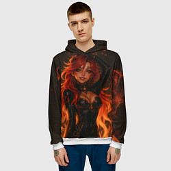 Толстовка-худи мужская Горячая пиро архонт Мавуика - Genshin Impact, цвет: 3D-белый — фото 2