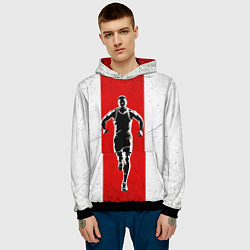 Толстовка-худи мужская Легкоатлет на красно-белом, цвет: 3D-черный — фото 2