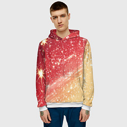Толстовка-худи мужская Розово-золотая текстура с блеском, цвет: 3D-белый — фото 2