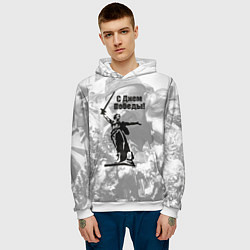 Толстовка-худи мужская Победа 80 лет родина мать, цвет: 3D-белый — фото 2