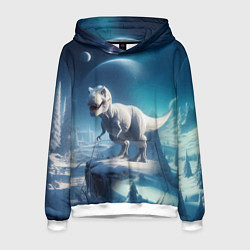 Толстовка-худи мужская Снежный динозавр - история вымирания, цвет: 3D-белый