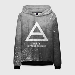 Толстовка-худи мужская Thirty Seconds to Mars - grey gradient, цвет: 3D-черный