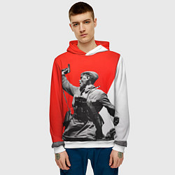 Толстовка-худи мужская Победа 9 мая командир, цвет: 3D-белый — фото 2