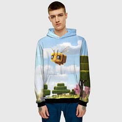 Толстовка-худи мужская Пчёлка - Minecraft, цвет: 3D-черный — фото 2