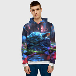 Толстовка-худи мужская Спящий Йода, цвет: 3D-белый — фото 2