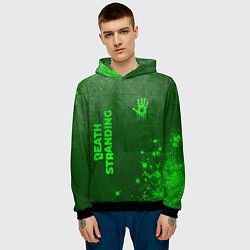 Толстовка-худи мужская Death Stranding - green gradient вертикально, цвет: 3D-черный — фото 2