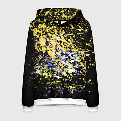 Мужская толстовка Желто синяя краска на черном