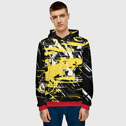 Толстовка-худи мужская Желтая краска на черном, цвет: 3D-красный — фото 2