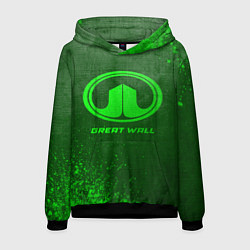 Толстовка-худи мужская Great Wall - green gradient, цвет: 3D-черный