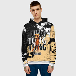Толстовка-худи мужская Тунг тунг тунг сахур итальянские мемы, цвет: 3D-белый — фото 2