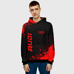 Толстовка-худи мужская Audi - red gradient вертикально, цвет: 3D-черный — фото 2