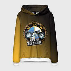 Толстовка-худи мужская Ретро мотоцикл BMW, цвет: 3D-белый