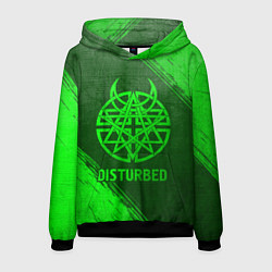 Толстовка-худи мужская Disturbed - green gradient, цвет: 3D-черный