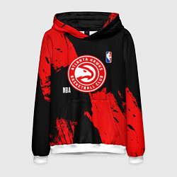 Толстовка-худи мужская Atlanta Hawks black and red, цвет: 3D-белый