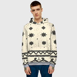 Толстовка-худи мужская Африканские примитивные узоры, цвет: 3D-меланж — фото 2