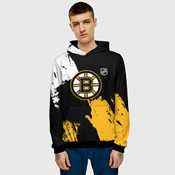 Толстовка-худи мужская Бостон Брюинз - разлитая краска, цвет: 3D-черный — фото 2