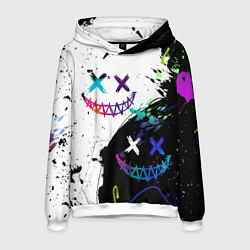 Толстовка-худи мужская Неоновые брызги - жуткие улыбки, цвет: 3D-белый