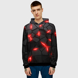 Толстовка-худи мужская Красная неоновая броня, цвет: 3D-черный — фото 2
