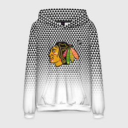 Толстовка-худи мужская Чикаго Блэкхокс - геометрический паттерн с градиен, цвет: 3D-белый