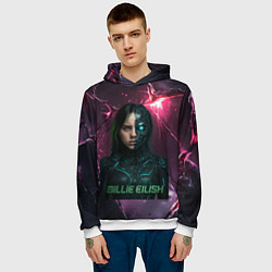 Толстовка-худи мужская Билли Айлиш в стиле киберпанк, цвет: 3D-белый — фото 2